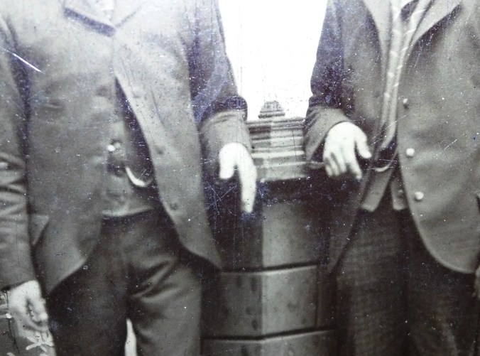 Tintype 2 young men standing fob